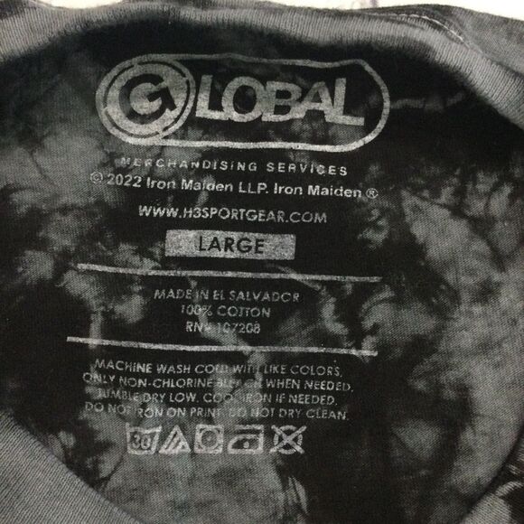 Global T-Shirt Men’s Size Large Color Blue Iron Maiden Tye-Dyed Graphic Tee - Picture 5 of 9
